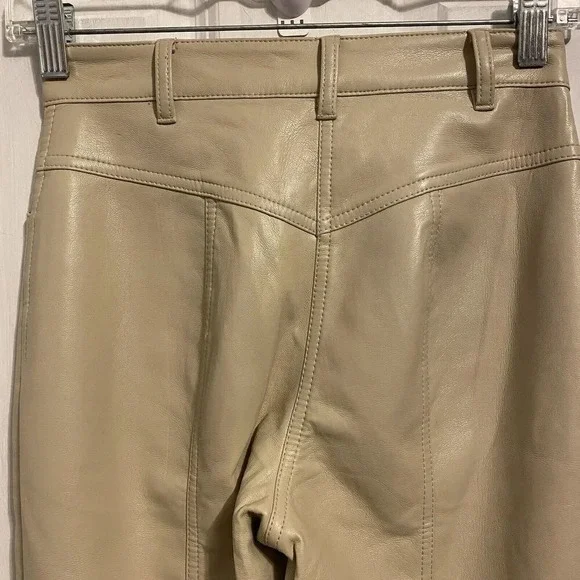 Aritzia Wilfred Beige Faux Leather Pants Women 00 High Rise Straight Work Travel - Picture 10 of 12